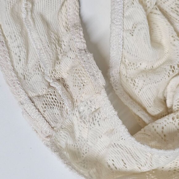 Vintage‎ Lace Bodysuit Long Sleeve Button Snap Zip Closure Cream Women's Medium - Picture 5 of 11